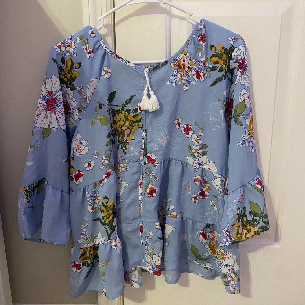 Blue Floral Blouse